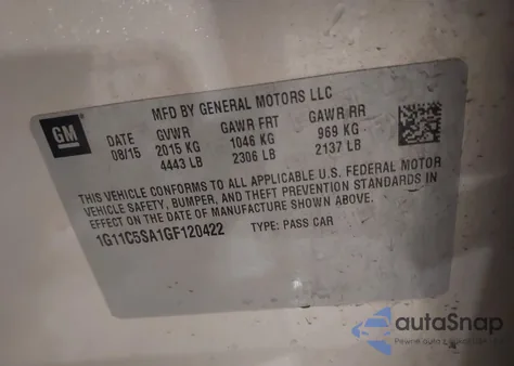 2016 Chevrolet Malibu Limited Lt z USA, uszkodzony, nr VIN 1G11C5SA1GF120422